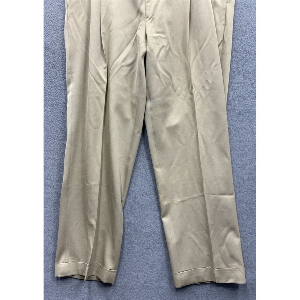 Brooks Brothers Mens Dress Pants Pleated Cuffed Beige Dry Clean Only Size 36X30 - Picture 10 of 16